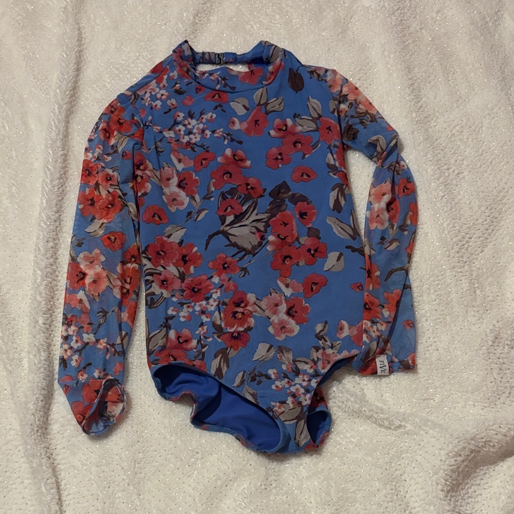 Floral Long Sleeve Bodysuit leotard five the label